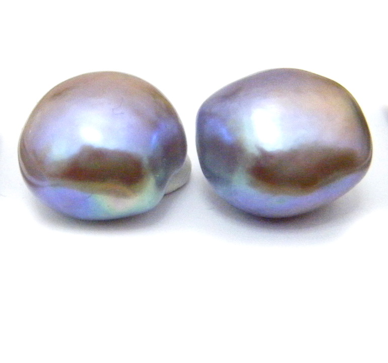 Grey/Blue Undrilled Nugget Pair